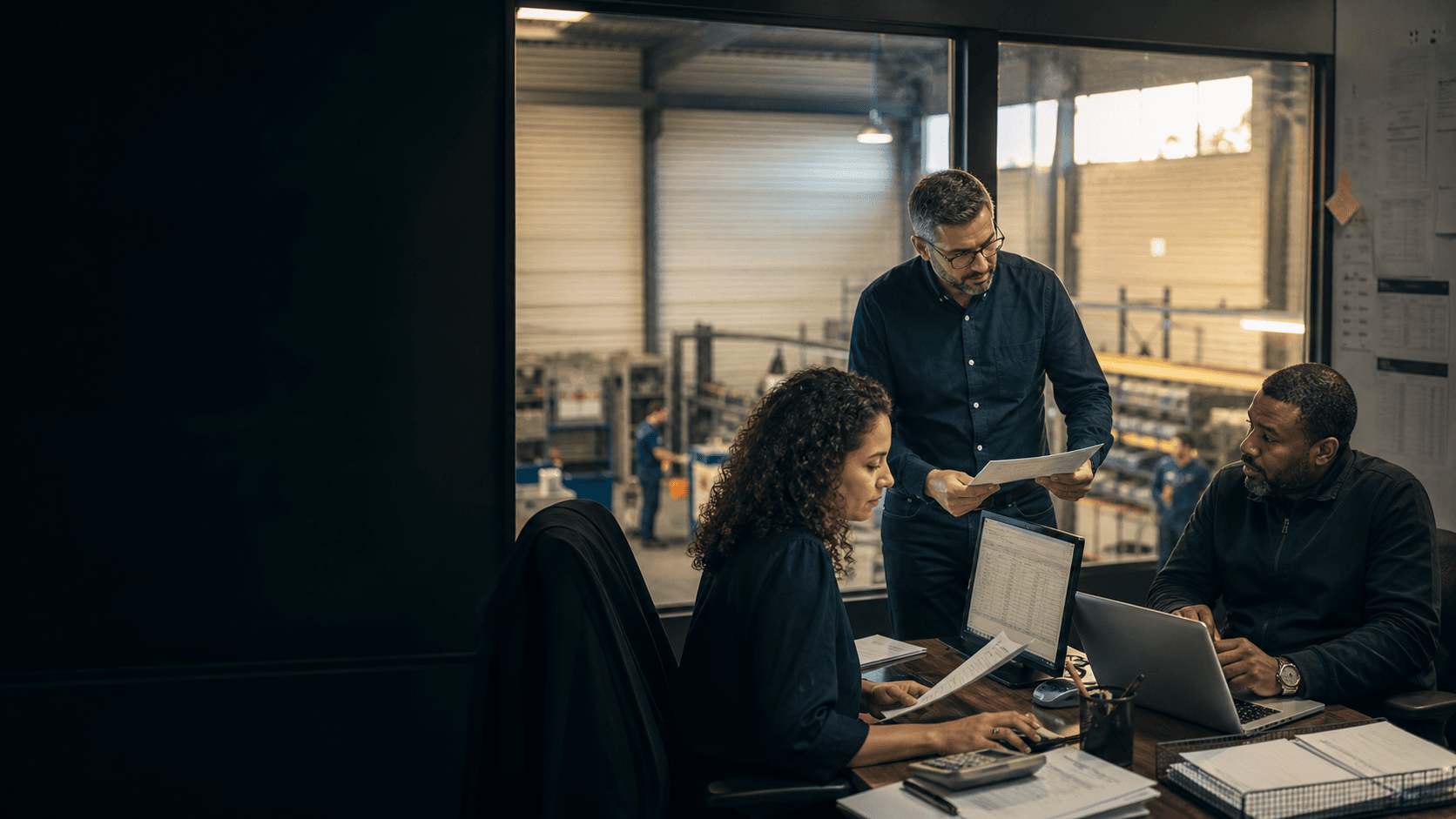 Staff working in the office of a medium-sized industrial business